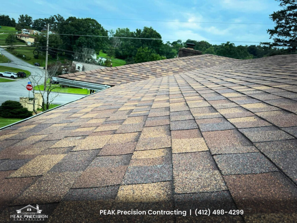 fascia-soffit-repair-south-fayette-before-winter_fascia Newly installed Owens Corning Desert Rose shingle roof with gutter and eave edge by Peak Precision Contracting