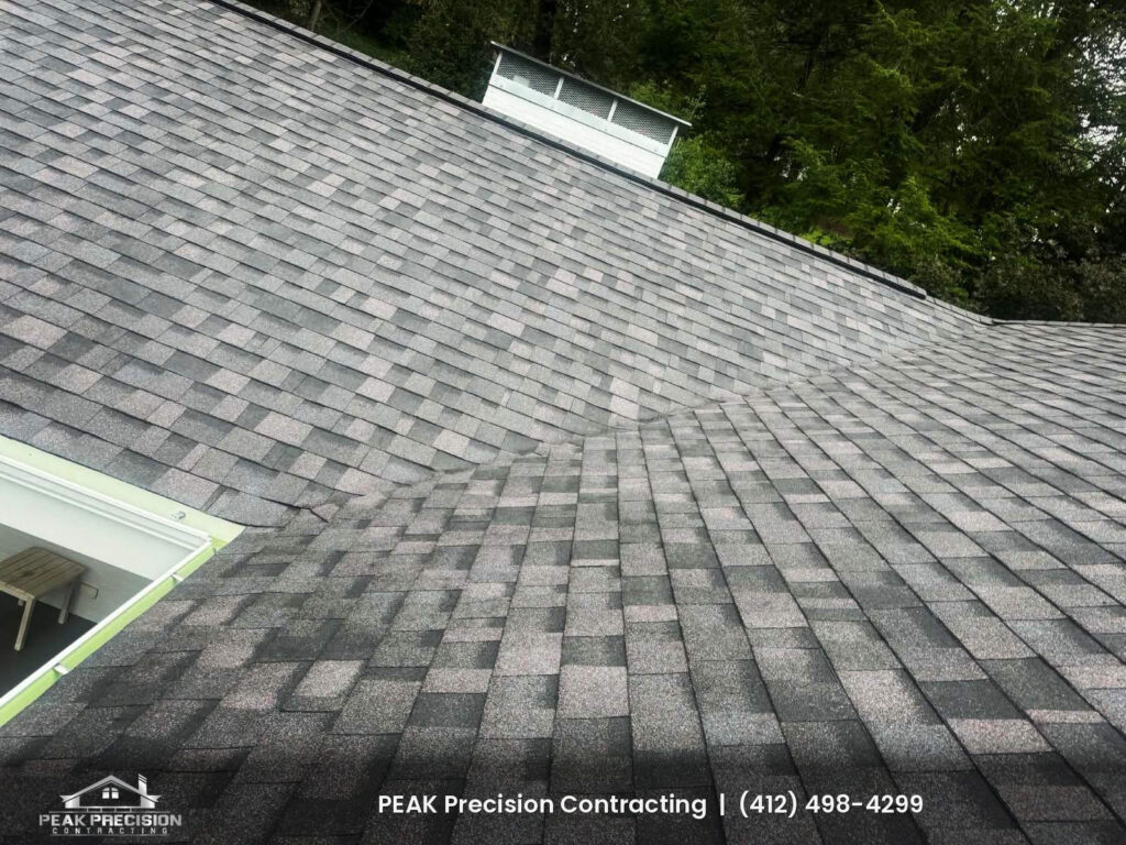 ice-dam-prevention-upper-st-clair-before-winter_roof Finished shingle roof with chimney and roof valley detail by Peak Precision Contracting in Upper St. Clair, PA